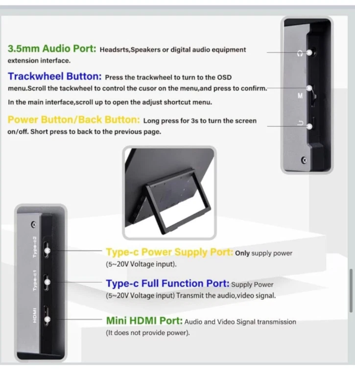18.5"  Portable Monitor 1920x1080 ISP Touchscreen 120HZ 1080p Touch Display - Image 3 of 4