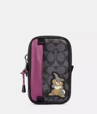 COACH x Disney Thumper North/South Hybrid Zipper Pouch Case Black Multi NWT