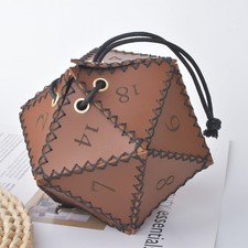 Leather D20 Dice Bag Dice Bag PU Leather 12cm / 4.7in 40g / 1.4oz Drawstring Bag