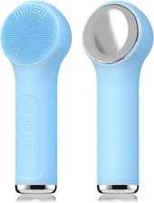 Silicone Facial Cleansing Brush, Portable Electric Face Scrubber with Heat and V