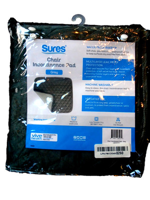 Sures Chair Incontinence Pad GRAY - Machine Washable Chair Pad