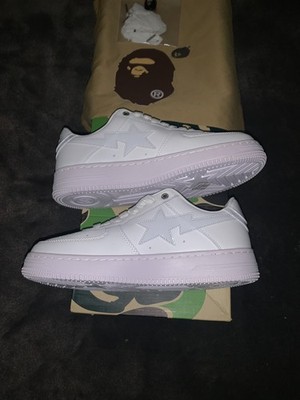 V-D day Gift for Them  A Bathing Ape Bape Sta Low Triple White Sneakers Mens 10