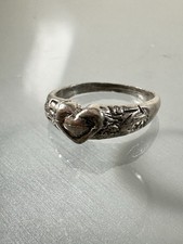 Vintage 925 Sterling Silver Dainty Filigree Heart Motif Ring Size 6