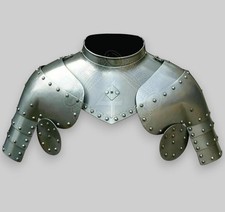 Larp Gothic Steel Pair Of Pauldrons With Gorget Shoulder Armor | Knight Pauldron
