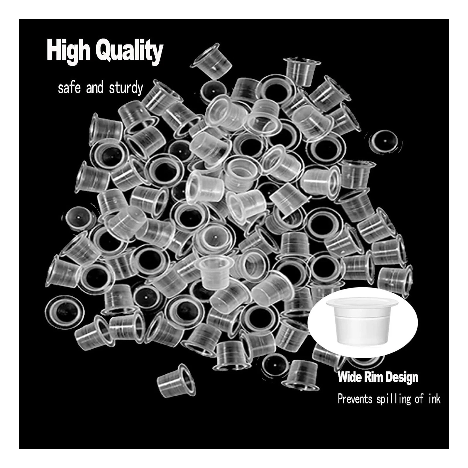 Tattoo Ink Caps Kit - Beoncall 300pcs Tattoo Ink Cups Tattoo SML Size Mixed and image 4