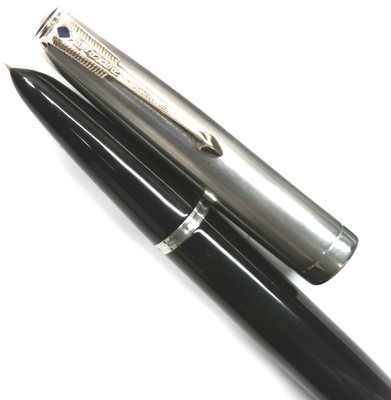 vtg 1946 Parker 51 Vacumatic India Black Sterling Cap Restored