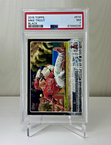 2015 Topps Mike Trout #510 Sliding — Black parallel /64 PSA 7