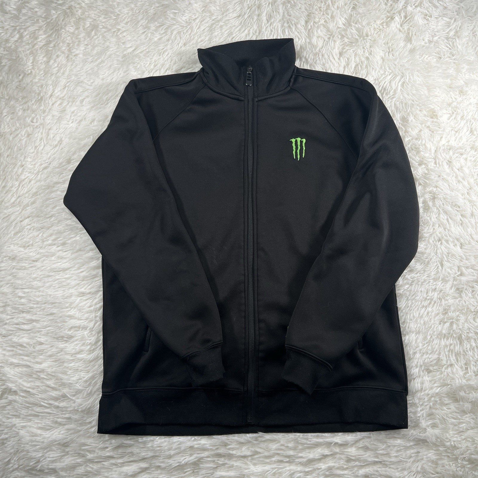 Monster Energy Sweater Mens Medium Black Full Zip Unleash The Beast Grunge Y2K