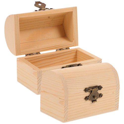 2Pcs Solid Wooden Arc Design Storage Boxes Gift Boxes (Small) wood treasure box - Picture 3 of 12