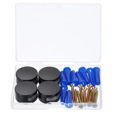 4Pcs Mirror Clips, Mirror Mounting Hardware with Screws & Anchors, Black