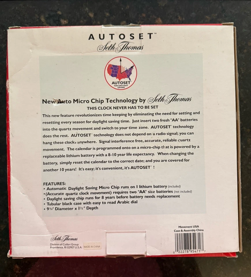 Reloj de pared de oficina vintage Seth Thomas AutoSet se ajusta automáticamente para horario de verano nuevo Foto 3 de 4