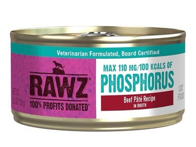  New  Rawz LOW Phosphorus Beef Pate Cat Food. 24/5.5oz Cans