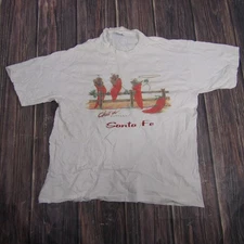 Vintage Santa Fe Shirt Mens XL White Chili Peppers Graphic Single Stitch 90s