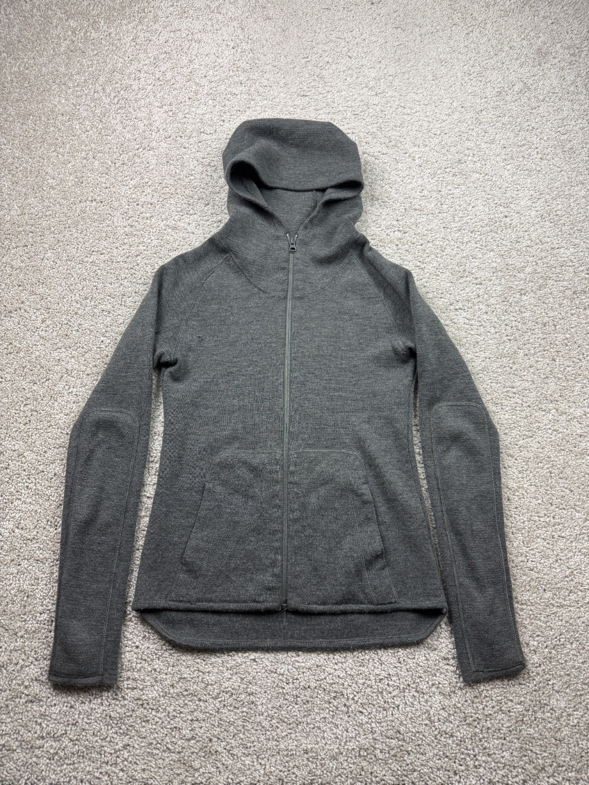 Triple Aught Design Hoodie Women Medium Gray Merino Wool Full Zip Sweater Jacket