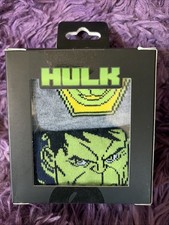 Nuevos calcetines Marvel Green Hulk Superhéroe Crew en caja de regalo - talla 6-12 cómics dibujos animados