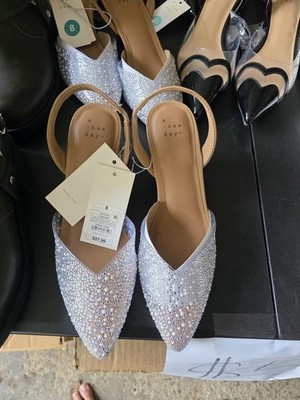 These A New Day Pointed-toe Slingback Flats Feature Dazzling Rhinestone Size 8