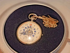 Lionel Trains Mystery Dial Men's Gold Pocket Watch With Choo Choo Sound