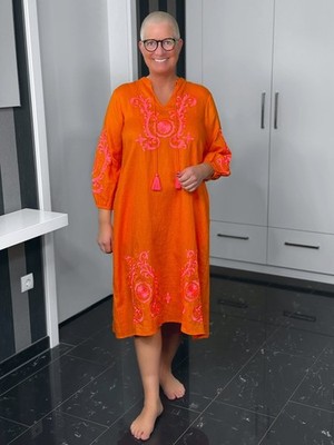 Emily Van Den Bergh - Tunika-Kleid Boho / orange
