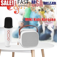 Kids Mini Karaoke Machine With Wireless Microphone Portable BT Bluetooth Speaker