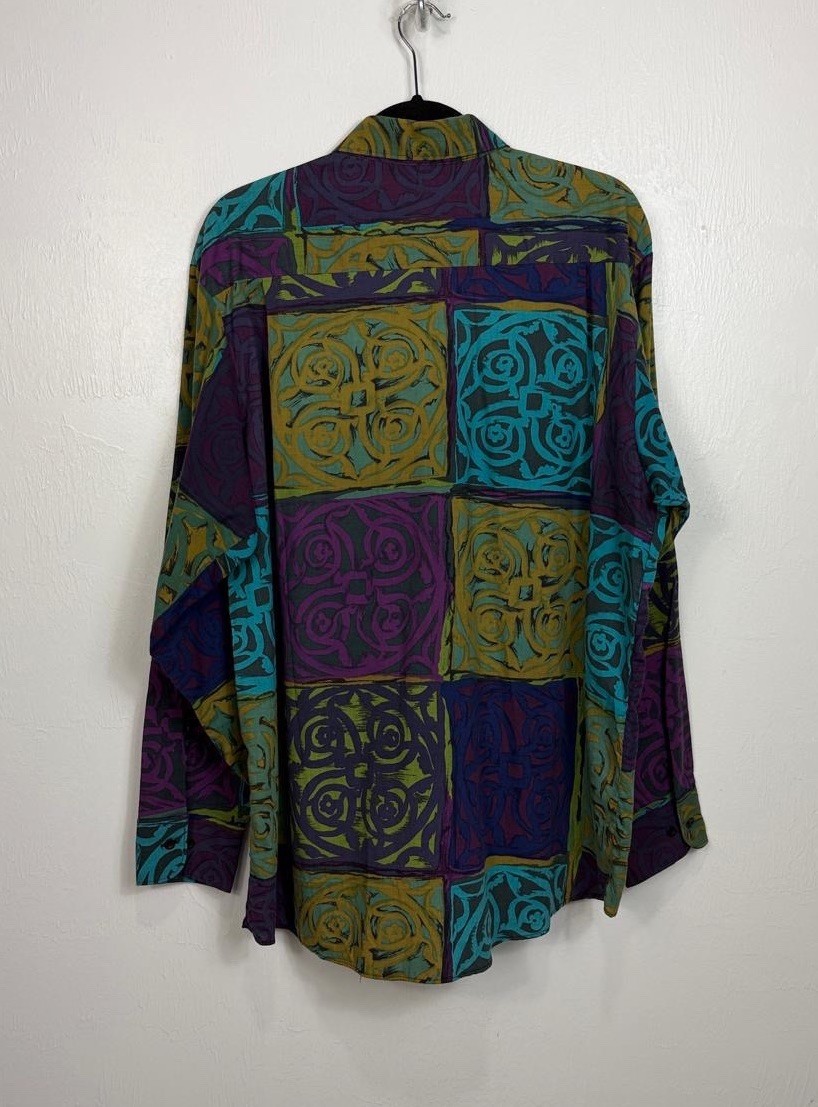 Vintage Kudos Abstract Patchwork Button Down Shir… - image 3