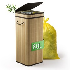 Gelber Sack Ständer aus Bambus, 80L Gelber Sack + Behälter  B-WARE Rückläufer