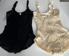 SHAPERX One Piece Shapewear Bodysuits Black Beige 2 Pack Zipper - post surgery
