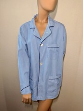 Vintage Christian Dior PajamaTop XL Blue Stripe Button FrontSleepwear Shirt