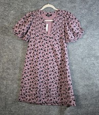 Madewell Dress Womens XXS Purple Floral Cotton Puff Sleeve Modest Heritage New
