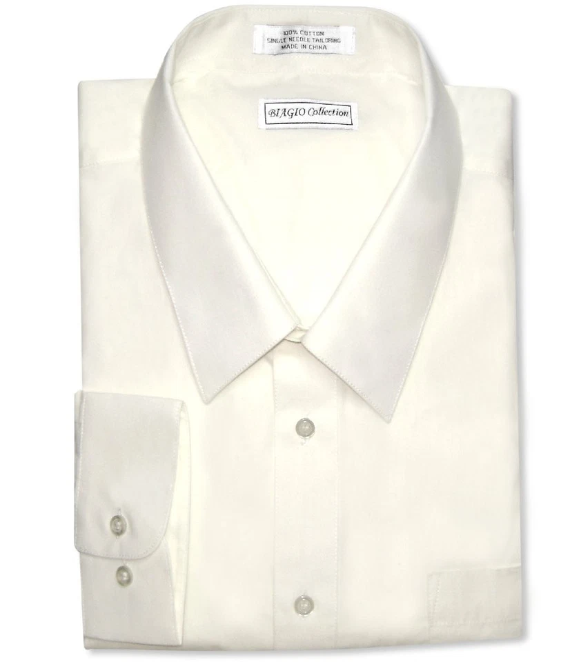 Biagio Mens 100% COTTON Solid CREAM Color Dress Shirt sz 16 34/35 - Image 2 of 4