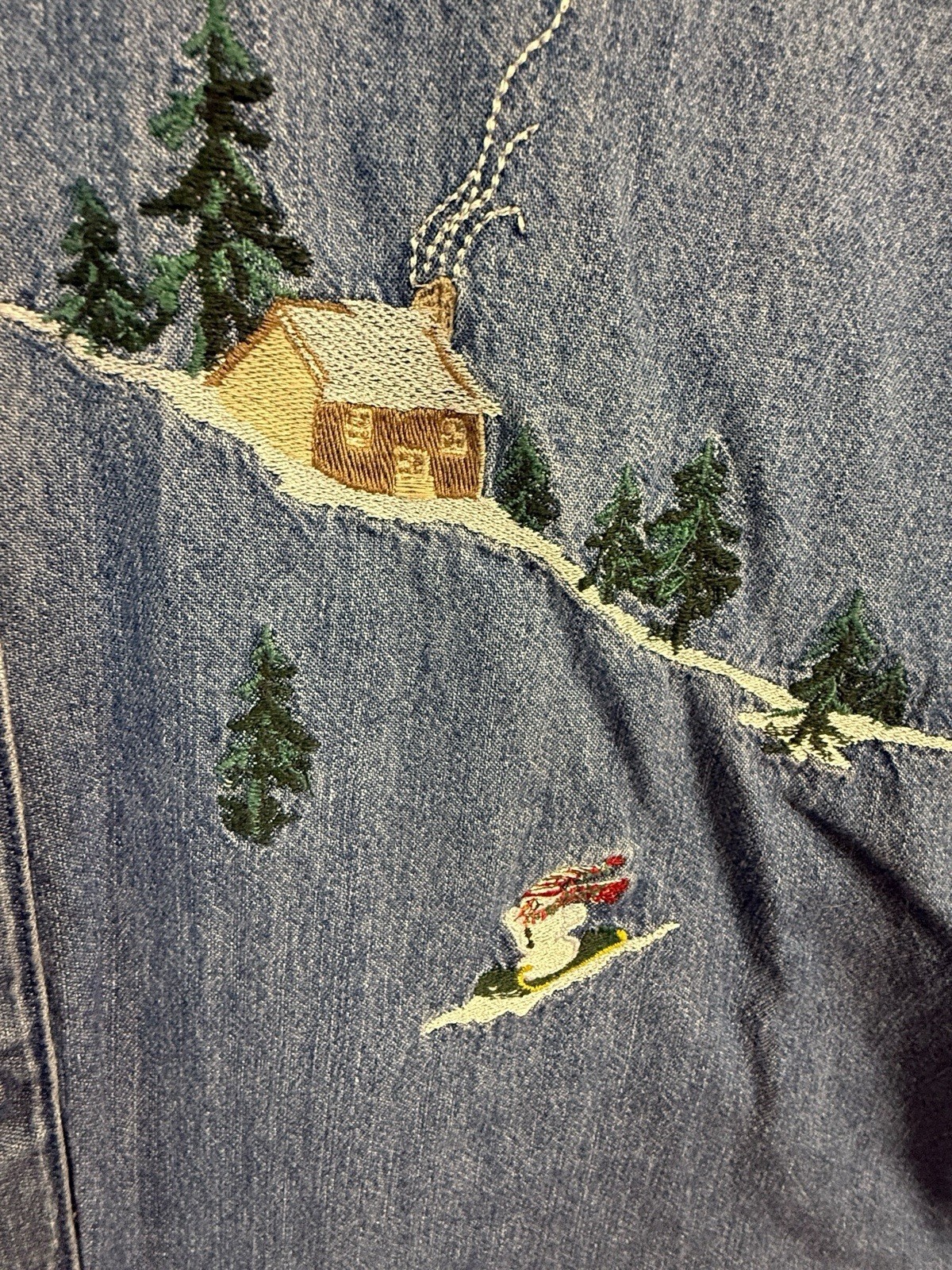 Vtg Basic Elements Christmas Winter Denim Shirt W… - image 2