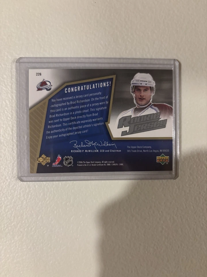 2006 UD SP Hockey Brad Richardson RPA Patch Auto /1999 - Image 2 of 2