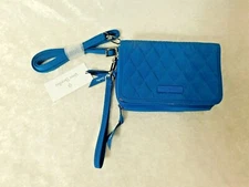 VERA BRADLEY RFID 3 IN ONE CROSSBODY BAHAMA BAY NWT WRISTLET PHONE TEAL BLUE