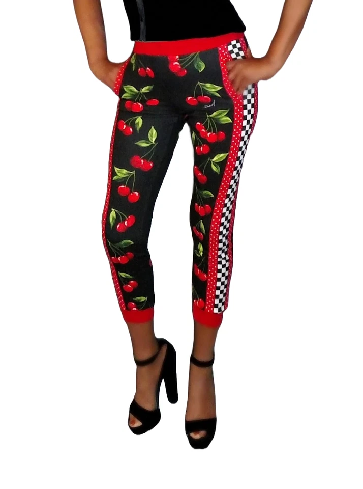 DOLCE & GABBANA - STYLISH CHERRY DESIGN - SLIM FIT SWEATPANTS Size M - Image 3 of 4