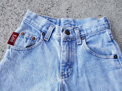 Vintage Lee Denim Jean Cutoffs Union Made in USA Boy's 8 S Destroyed Distressed - Picture 2 of 7
