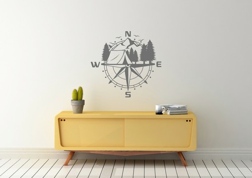 Camping Mountains Compass - Sticker Vinyl Decal Design Nature Home Wall Art - Picture 3 of 5