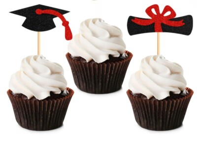 12 Stück Abschlussfeier Tortendeko Cupcake Topper Mini Deko