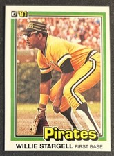 1981 Donruss Willie Stargell Baseball Card #12 Pirates HOF 1B VG O/C￼