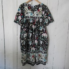 Only Necessities House Dress L 18 20 Black Floral Short Sleeve Mumu Pockets
