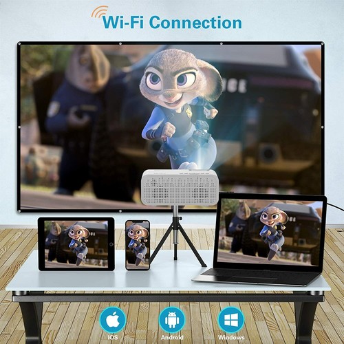 WiFi Mini Projector Portable, Samzuy 1080P Supported 6000L Brightness RRP£130+ O - Picture 3 of 7