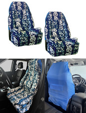 2 Seat Blue Floral High Back Bucket Car Seat Cover Cushion Universal