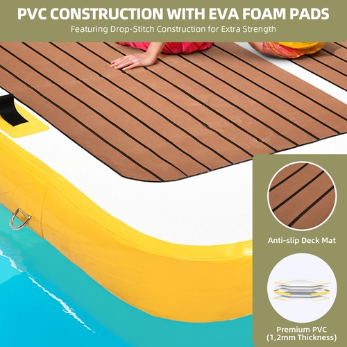 Leichte aufblasbare Schwimmdock Plattform 10x10 Fuß Anti Rutsch PVC mit D-Ring - Bild 4 von 11