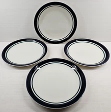 4 Tienshan Kitchen Basics Cobalt  Green Dinner Plate Set Table Dining Dishes Lot
