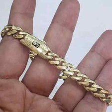 14k Yellow Gold Plated Miami Cuban 8 MM Link monaco Bracelet 8" long Box Lock