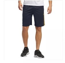 New Adidas Men’s Active Shorts Yellow Stripes Zipper Pockets Aeroready Size 2XL