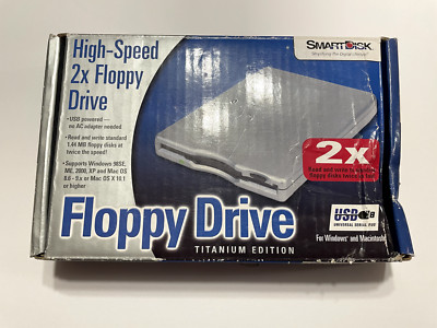 SmartDisk High-Speed 2X External USB 3.5'' Floppy Disk Drive Titanium Edition NOB