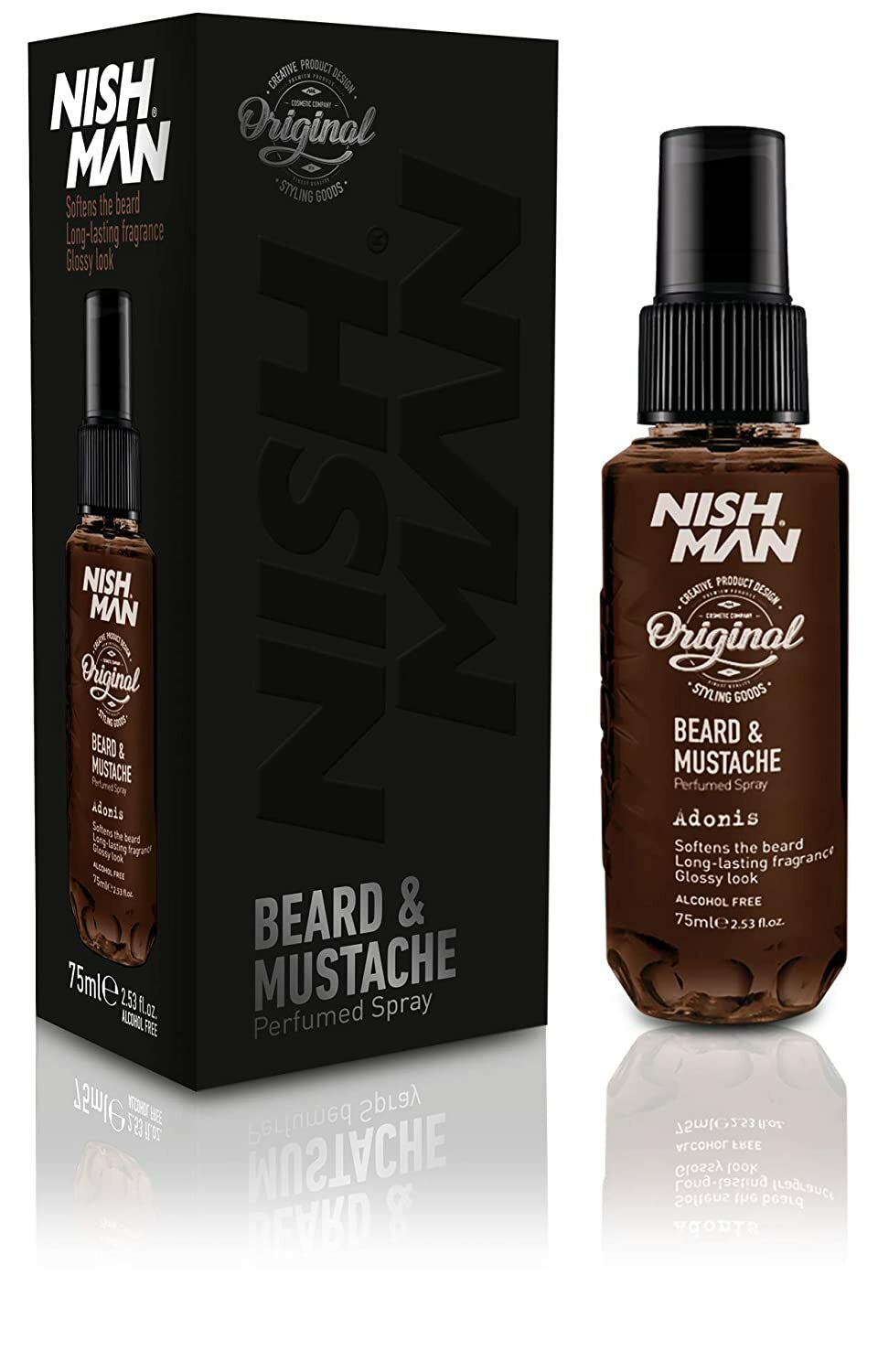 NISHMAN Beard & Mustache Perfumed Spray, 75ml, Alcohol-Free Moistures Conditions