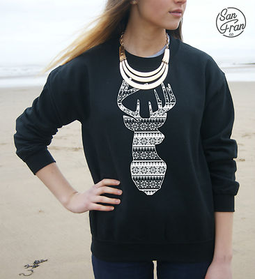 * Rentier Pullover Oberteil Weihnachten Mode Geschenk Hirschkopf Strickpullover Winter *