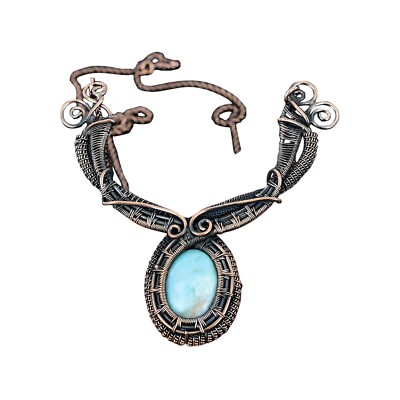 Copper Natural Larimar Wife Artisan Chain Confirmation/Communion Boho Necklace