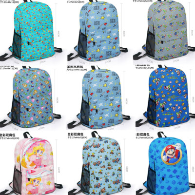 Super Mario Bros Kids Backpack Student Schoolbag Travel Laptop