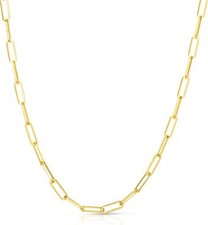 Floreo 14k Yellow Gold 4mm Solid Paperclip Link Chain Necklace